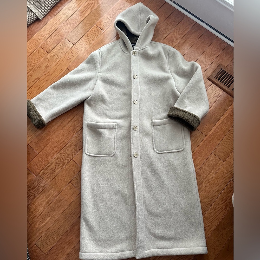 Sandro Vintage Cream and Brown Hooded Coat